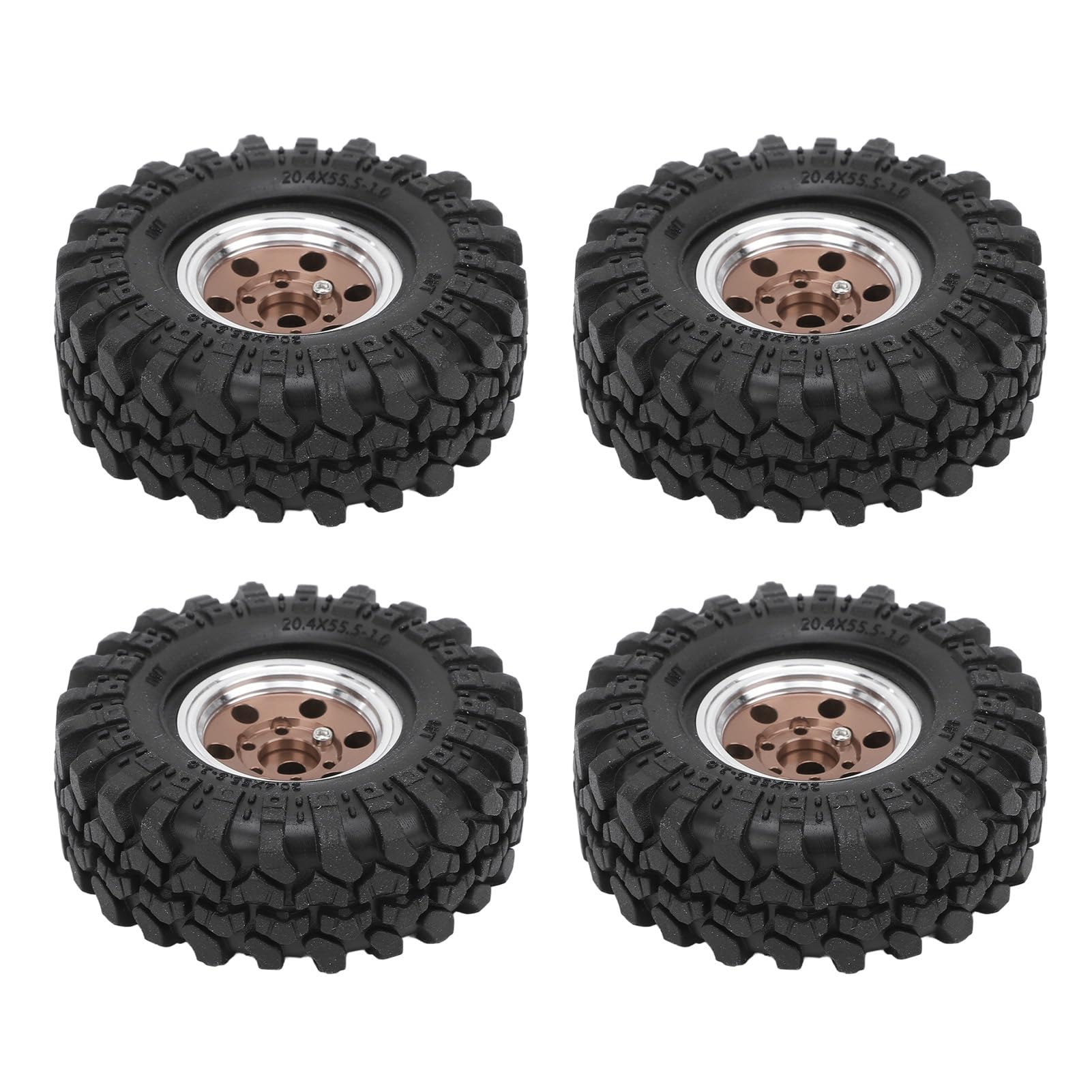 Beadlock 1.0 Jante avec pneus, moyeu de roue Beadlock de voiture télécommandée, jante en alliage d'aluminium Beadlock pour voiture sur chenilles télécommandée 1/24, design à 6 trous avec stabilité et
