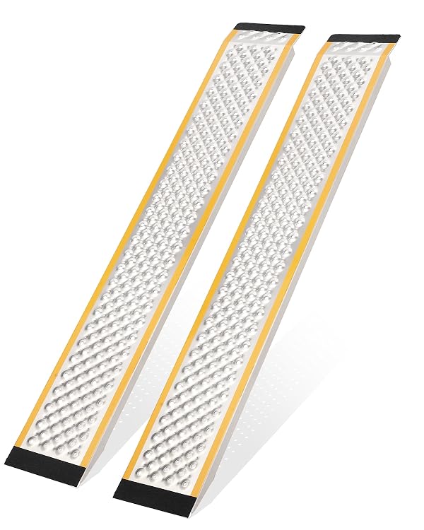 2 Pack Heavy Duty Aluminum Loading Ramps, 5FT Anti-Slip Shed Ramps, 880Lb Capacity for ATV/Lawn Mower/Motorcycle by CuisinSmart - Used condition - US$81.57