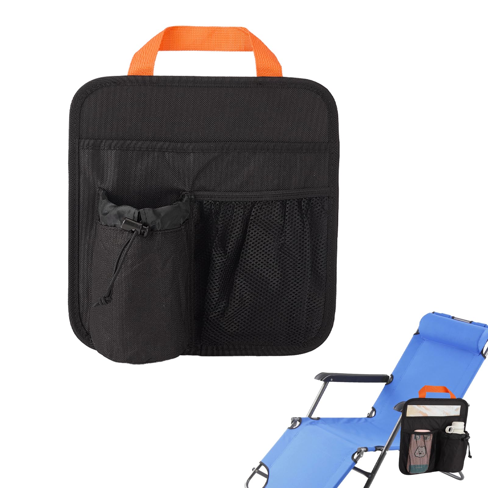 Porte gobelets pour chaise de plage NICENEEDED noir avec 3 poches pour le camping