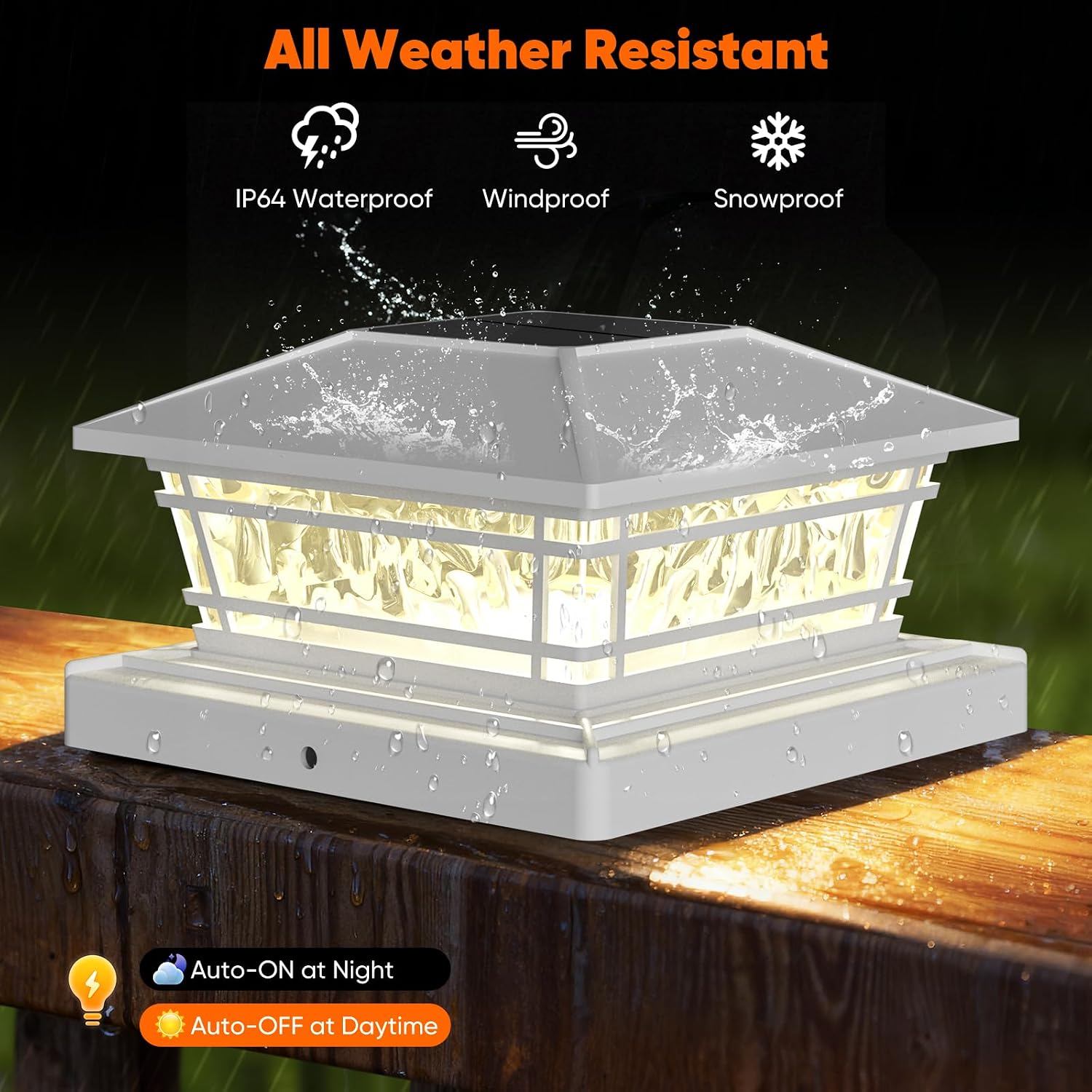 Post Solar Lights with 8 RGB Solid Colors & Color Changing, 8 Pack Deck Post Lights for Porch Yard Garden, Waterproof Solar Fence Post Cap Lights for 4x4 5x5 6x6 Vinyl/Wooden Posts, White
