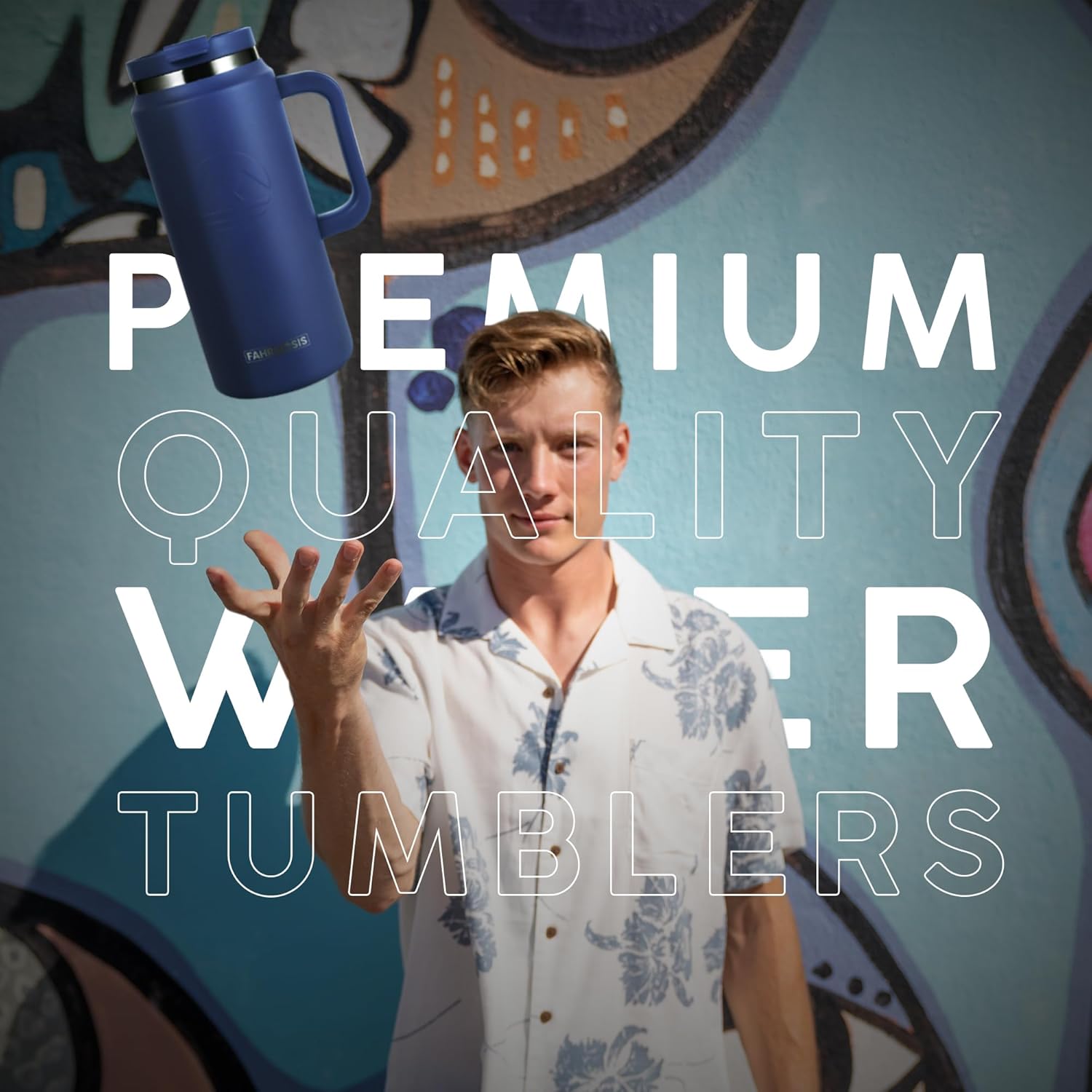 64 Oz Tumbler with Handle and Straw Half Gallon Water Bottle Stainless Steel Travel Mug for Hot & Cold Drinks, Reusable Water Bottle with Lids and Straw - Navy Blue - Image 6