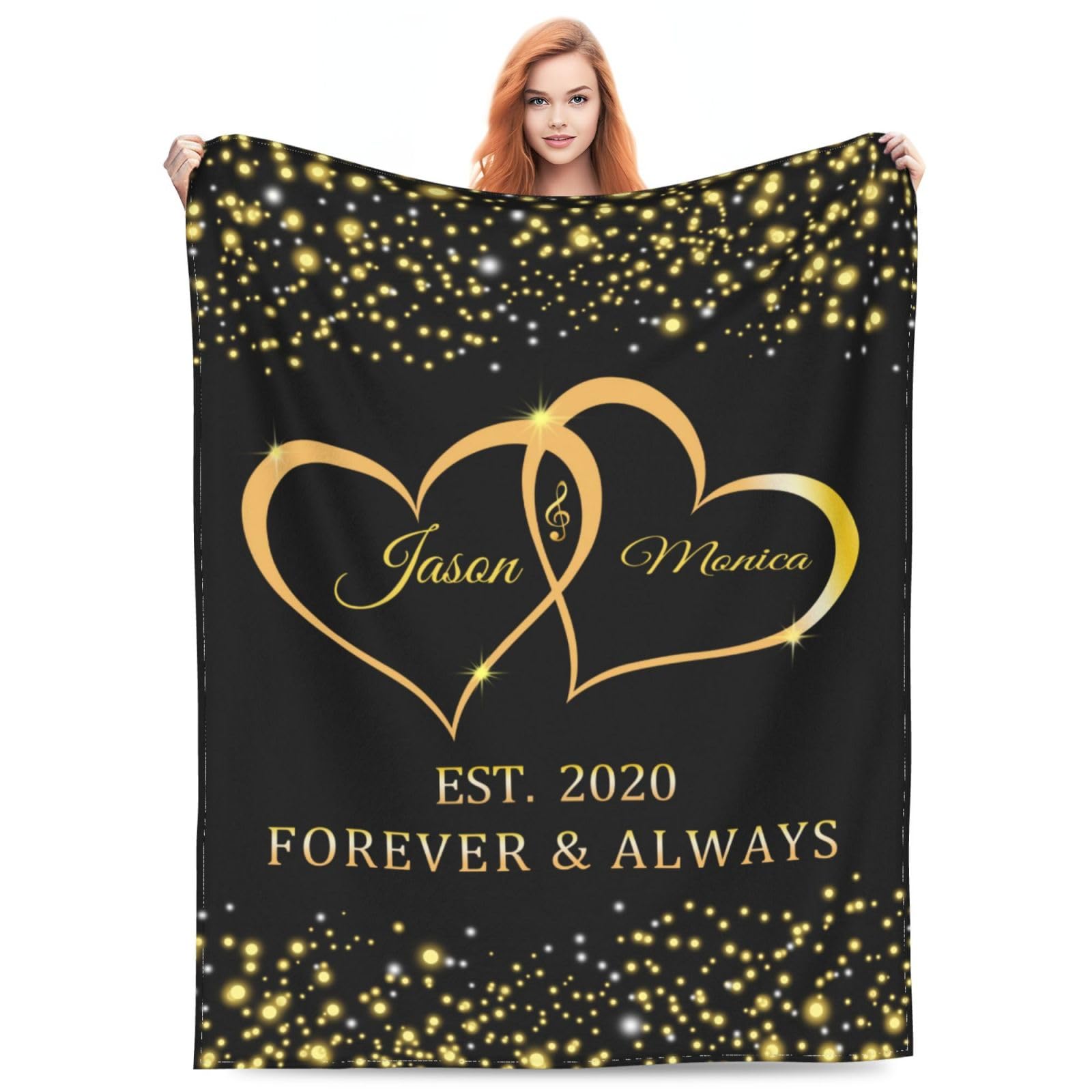 Ayambetus Custom Couples Name Thick Throw Blanket Personalized Flannel Bed Blankets Customized Birthday Anniversary Valentines For Wife Husband Boyfriend Girlfriend