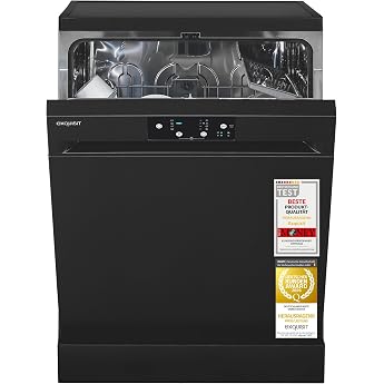 Exquisit Dishwasher 60 cm width 14 place settings energy class D 49 dB start time delay aquastop multiple water protection height-adjustable upper basket stainless steel tub GSP9114-450D [Energy Class D]
