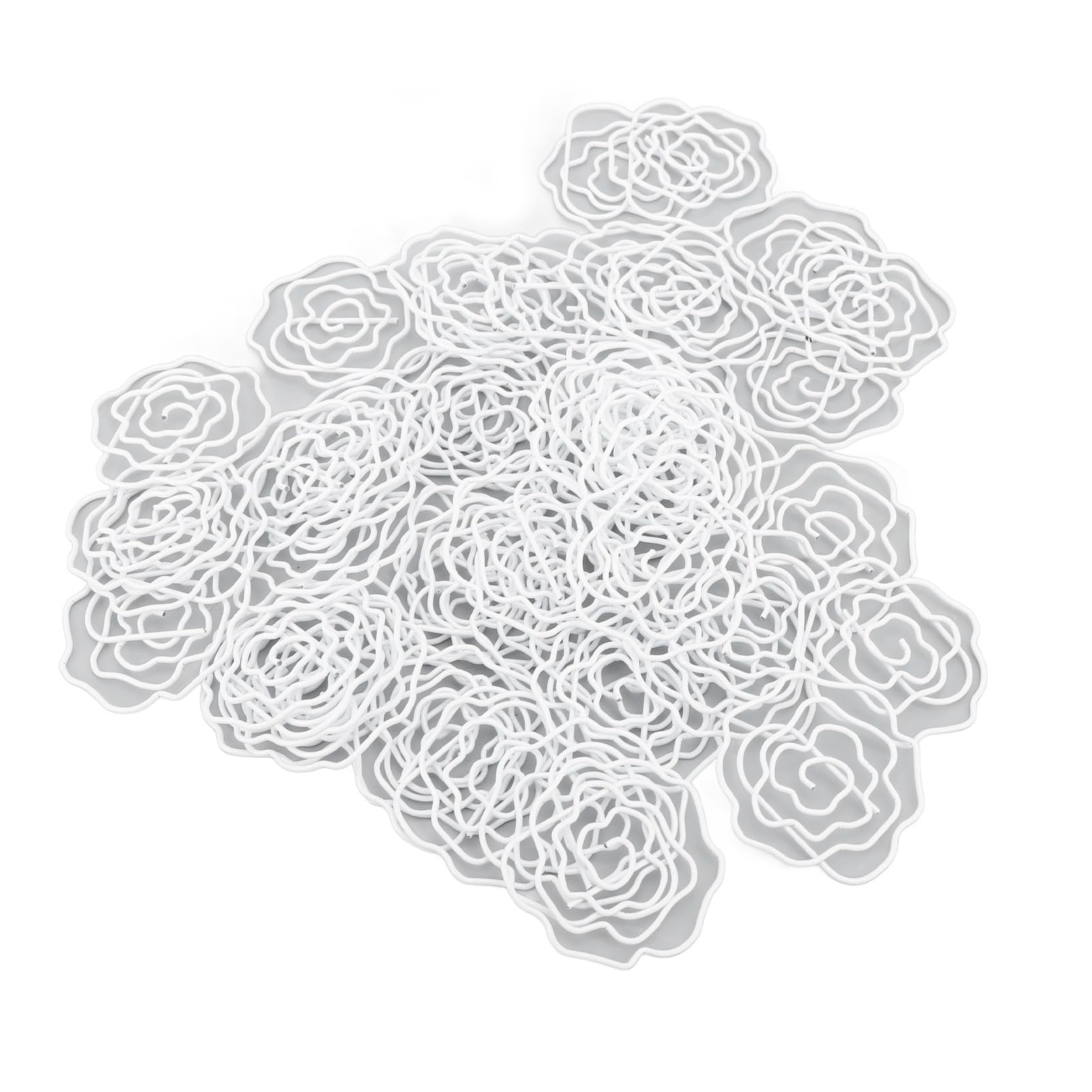 50PCS Flower Paper Clips, Cute Decorative Rose Shaped Paper Clips with Storage Box, Paperclips for School Office Craft Journal Planner Organization (White)