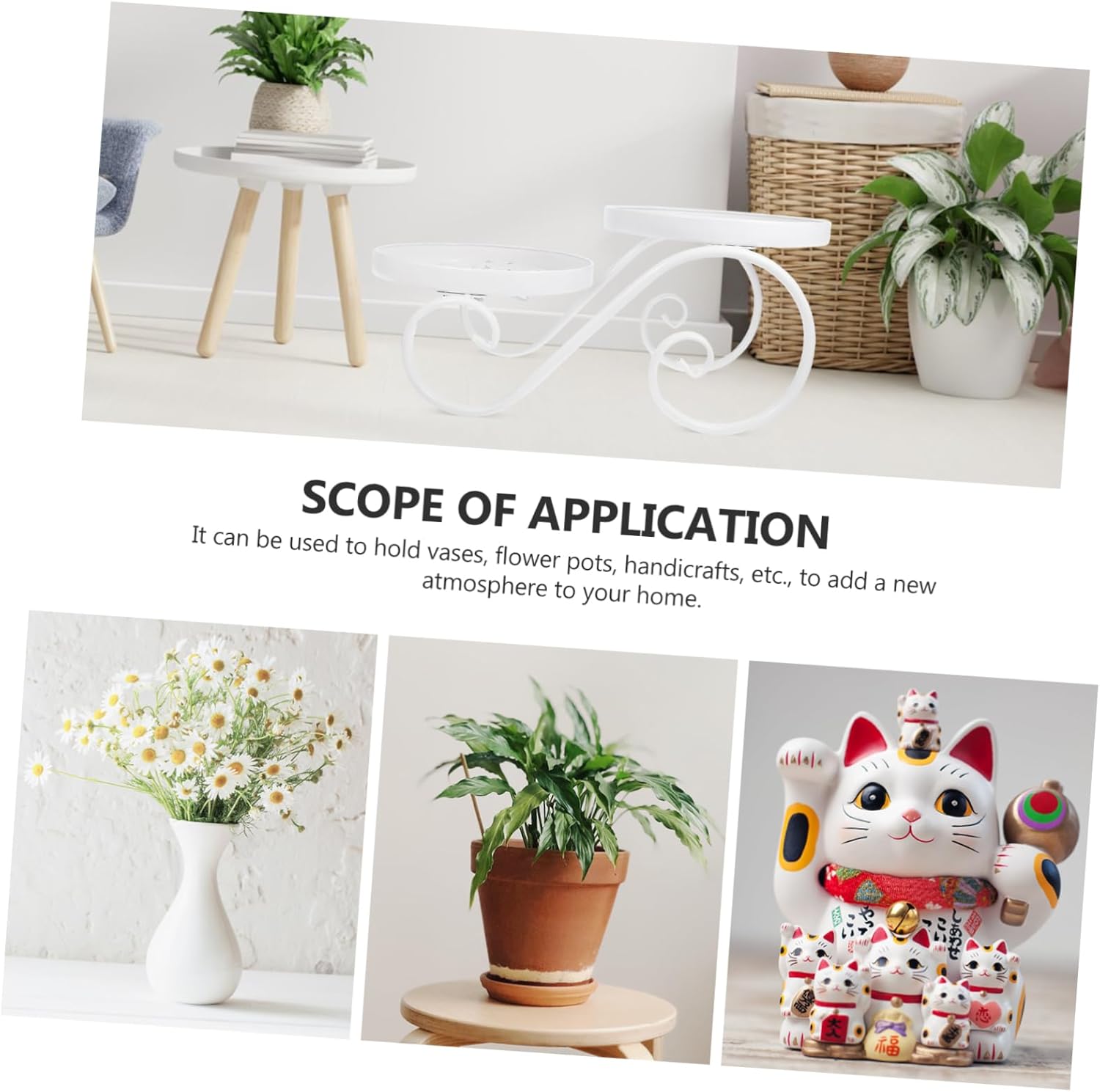 Mikikit European Style Iron Plant Stand for Indoor and Outdoor Use Decorative Flowerpot Rack Multi-Pot Capacity Modern Succulent Holder for Home and Garden Decor