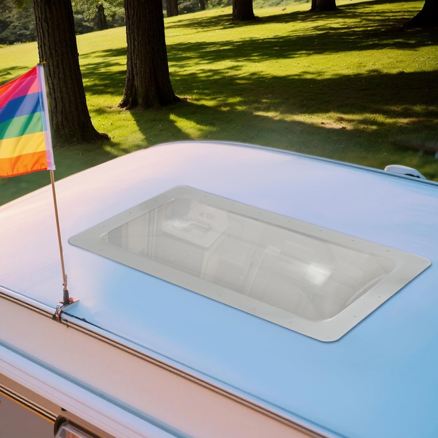 RV Skylight Replacement 18" x 34" Camper RV Skylight Cover Outer Dome Fit Standard 14" x 30" Openings, Suitable for Use as a Sunroof for Campers and RVS(Smoky Color)