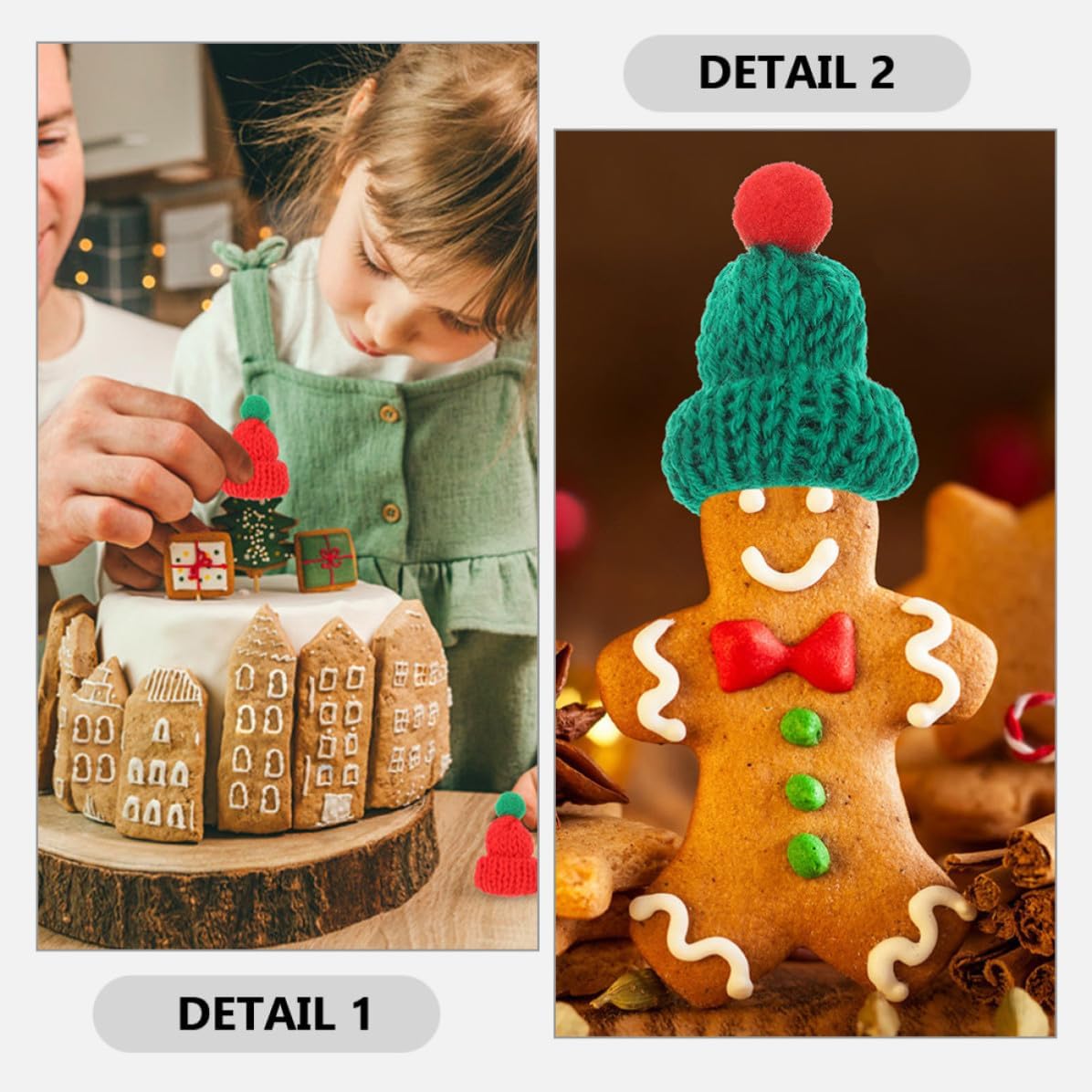 100pcs Mini Christmas Knitting Hats Xmas for DIY Crafts Ornaments