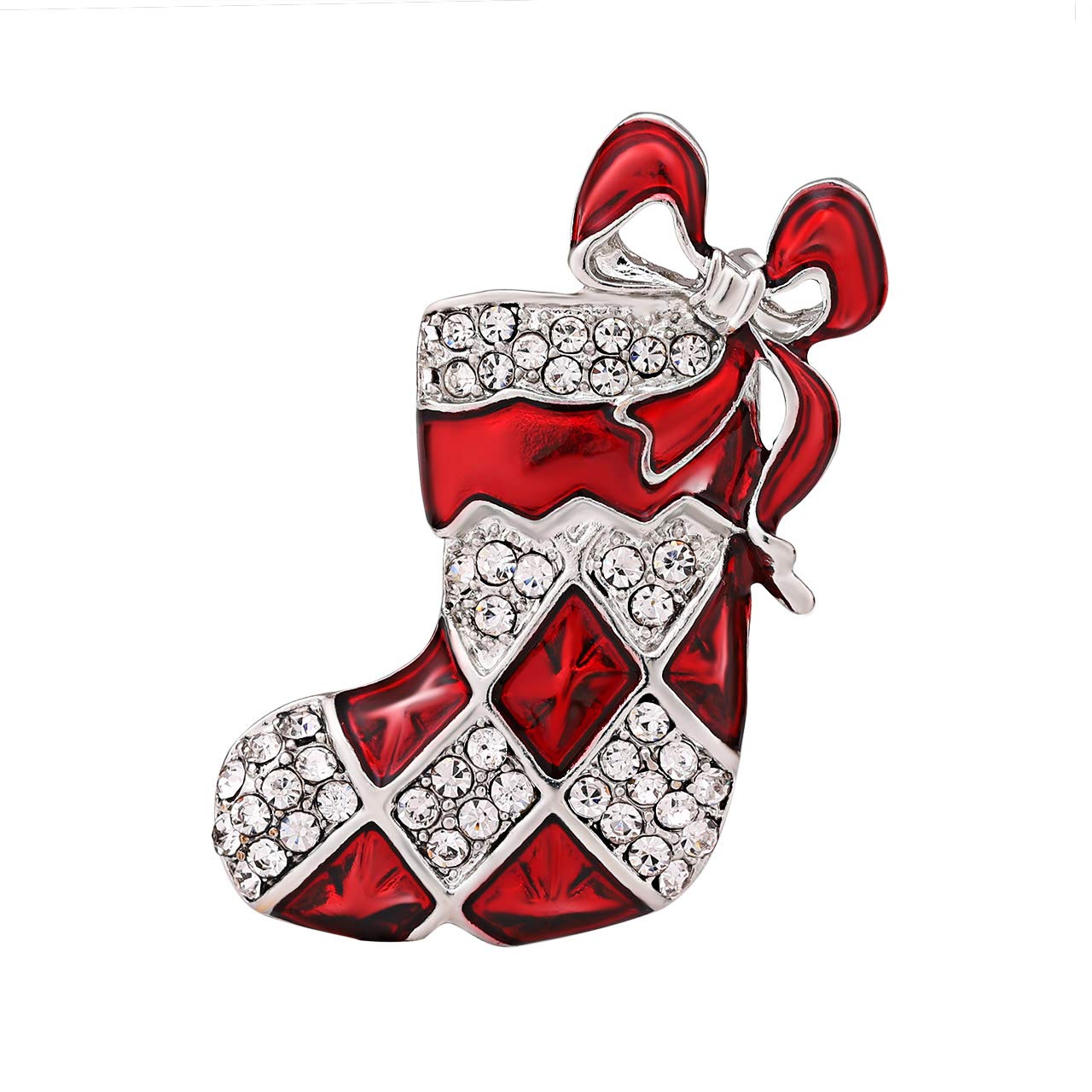 PHALIN JEWELRYChristmas Brooch Pins Set X-Mas Crystal Tree Boot Brooches Holiday Gift Party Ornaments (B Boots)