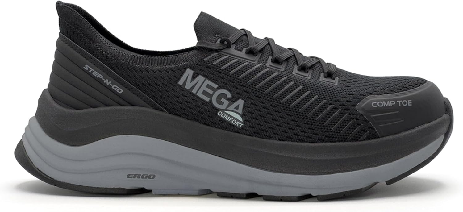 MegaComfort Ergo Europa Composite Toe Shoes for Women – ASTM Non-Slip EH Rated Safety Shoes with Ergonomic Insoles