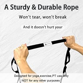Stretching Strap Yoga Strap with Loops, Stretch Straps for Physical Therapy, Non-Elastic Exercise Strap for Pilates, Dance and Gymnastics with Workout Guide (Black)