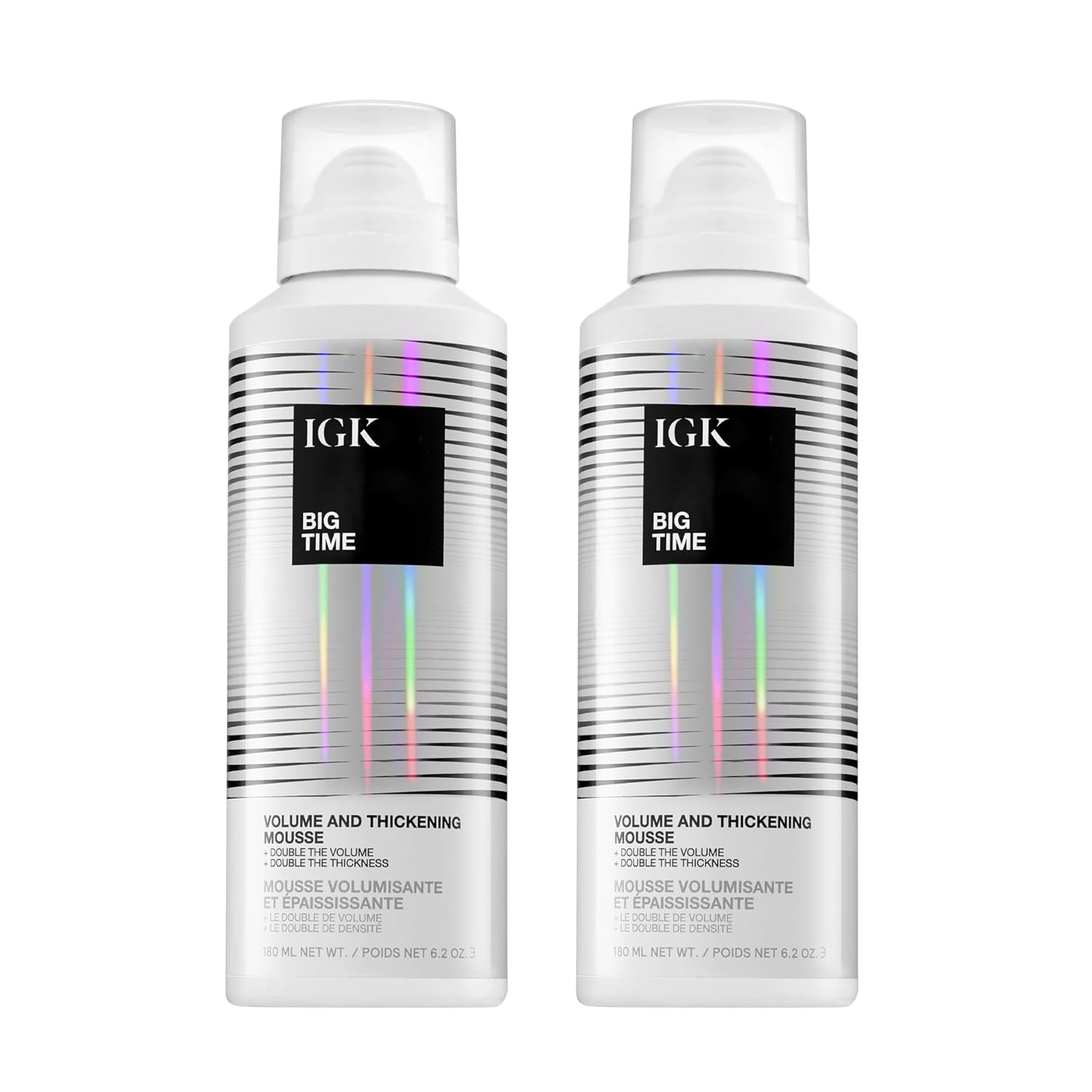 IGK Big Time Volume Mousse 2-Pack – Lightweight Hair Mousse for Maximum Volume, Body & Hold