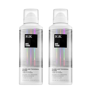IGK Big Time Volume Mousse 2-Pack Lightweight Hair Mousse for Maximum Volume, Body & Hold
