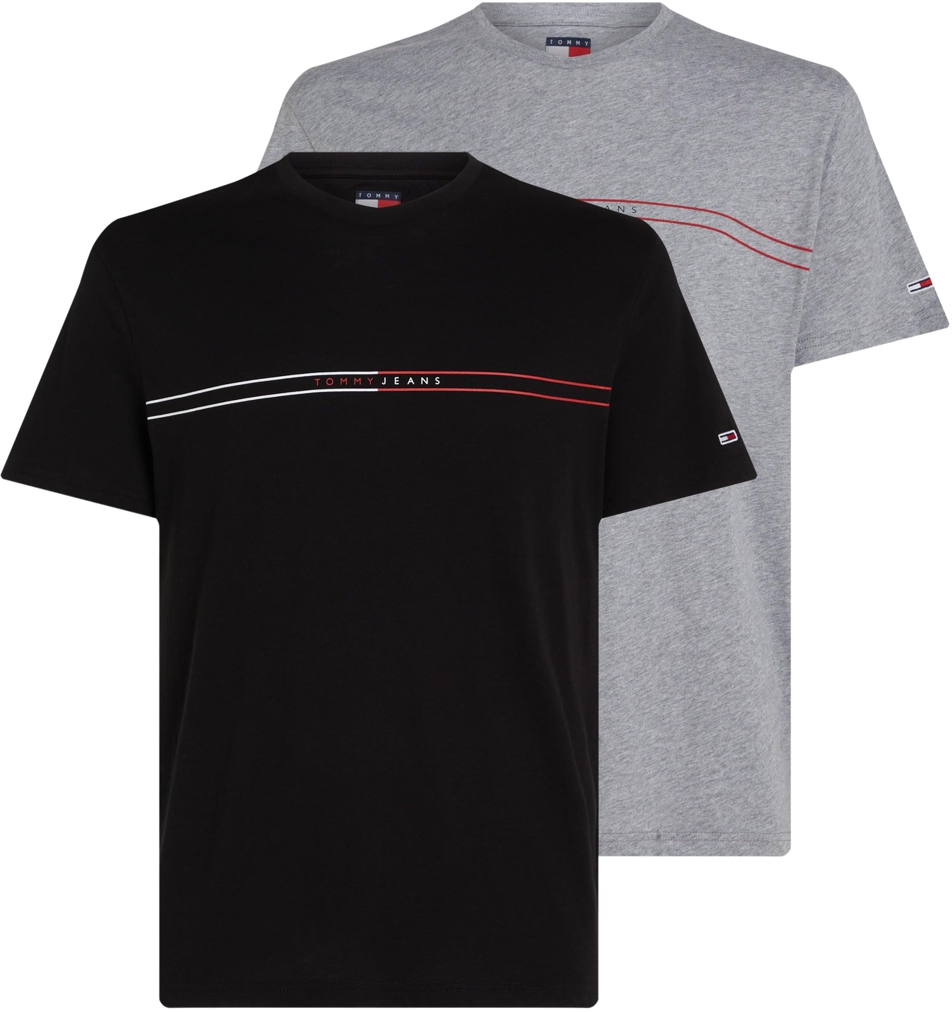 TOMMY JEANS Men's TJM SLM Entry GRPHC T EXT 2 PCK DM0DM21902 S/S T-Shirt, Multi (Black/Grey HTR), L