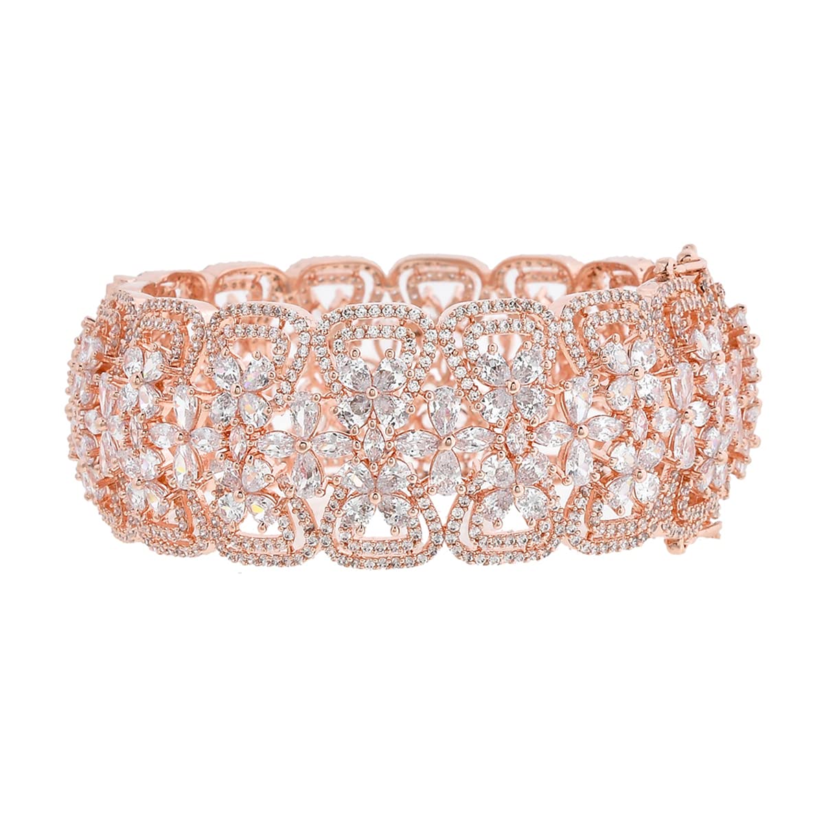 VOYLLASparkling Elegance Royal Cutwork Rose Gold Bangles