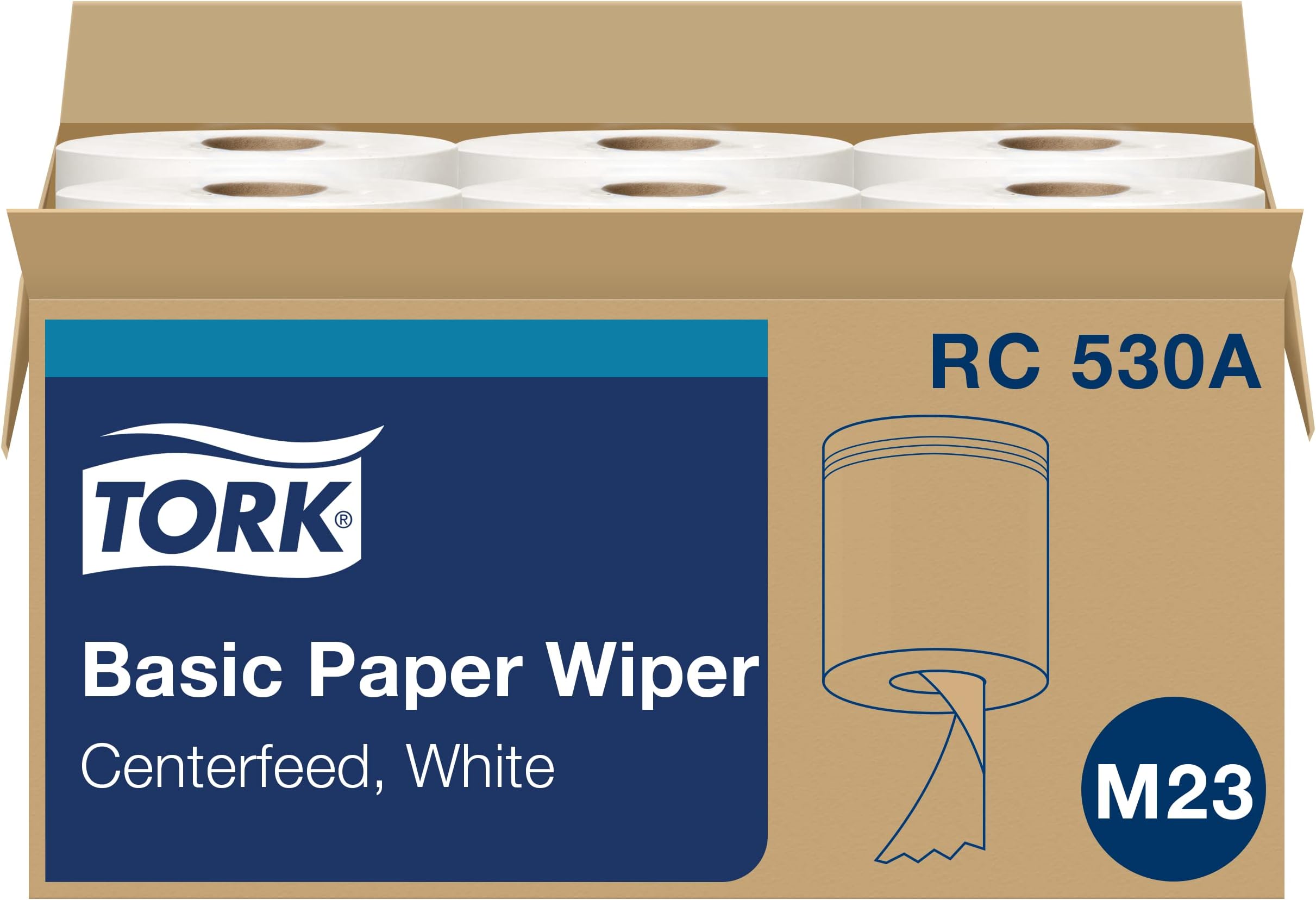 Universal RC530 Centerfeed Paper Hand Towel Roll, 2-Ply, 7.6" Width x 11.75" Length, White (Case of 6 Rolls, 530 per Roll, 3,180 Towels)