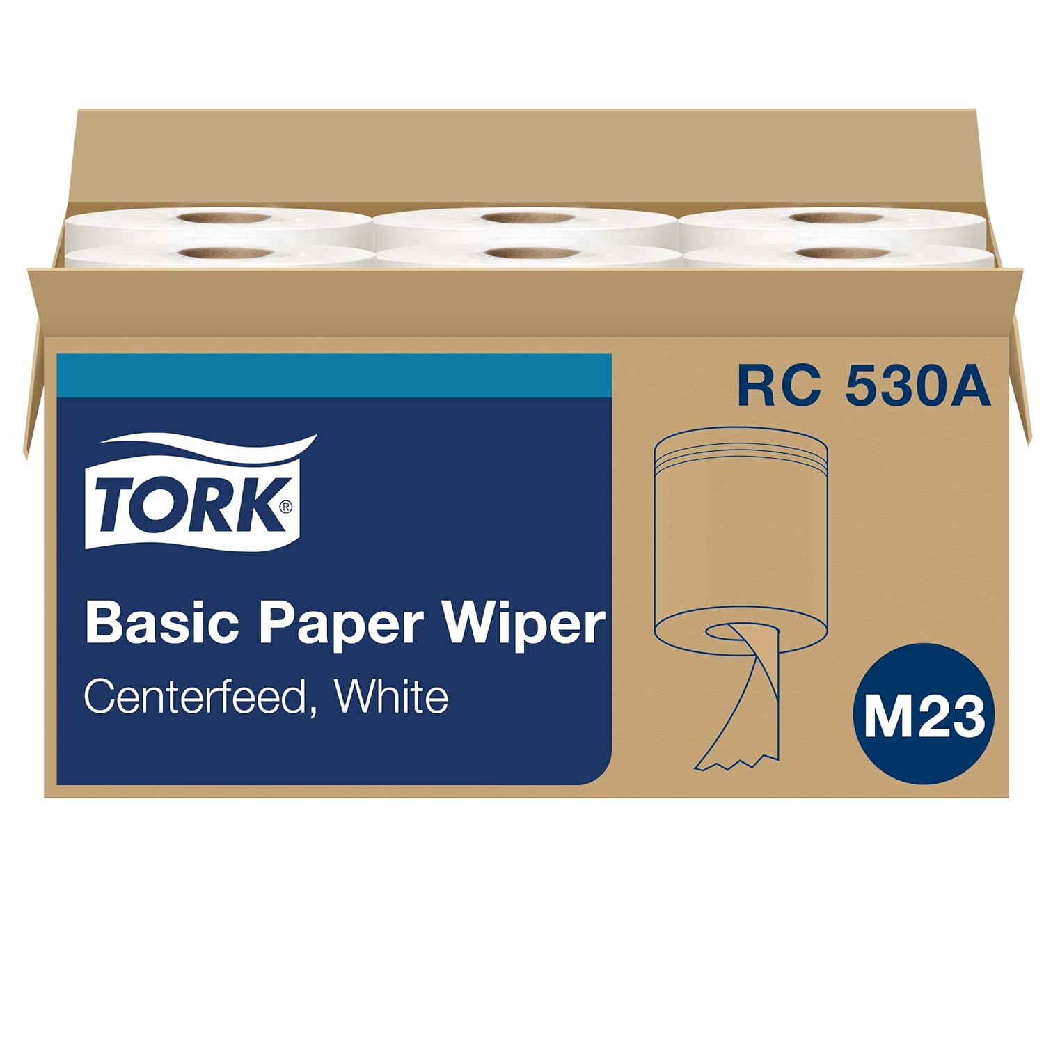 Tork Centerfeed Hand Towel White One-at-a-time Dispensing M23 Compatible 6 Rolls x 530 Sheets RC530