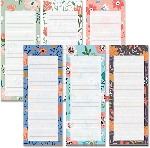 MATICAN Lista de comestibles - Bloc magnético para refrigerador, paquete de 6 blocs de notas magnéticas, 60 hojas por bloc, 6 bonitos diseños