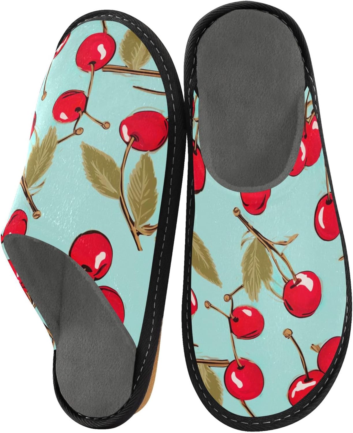 Cherry Fruit House Slippers – Cozy Fuzzy Slippers for Guests, Washable & Disposable, Perfect for Shoeless Home, Spa & Hotel Use A110358