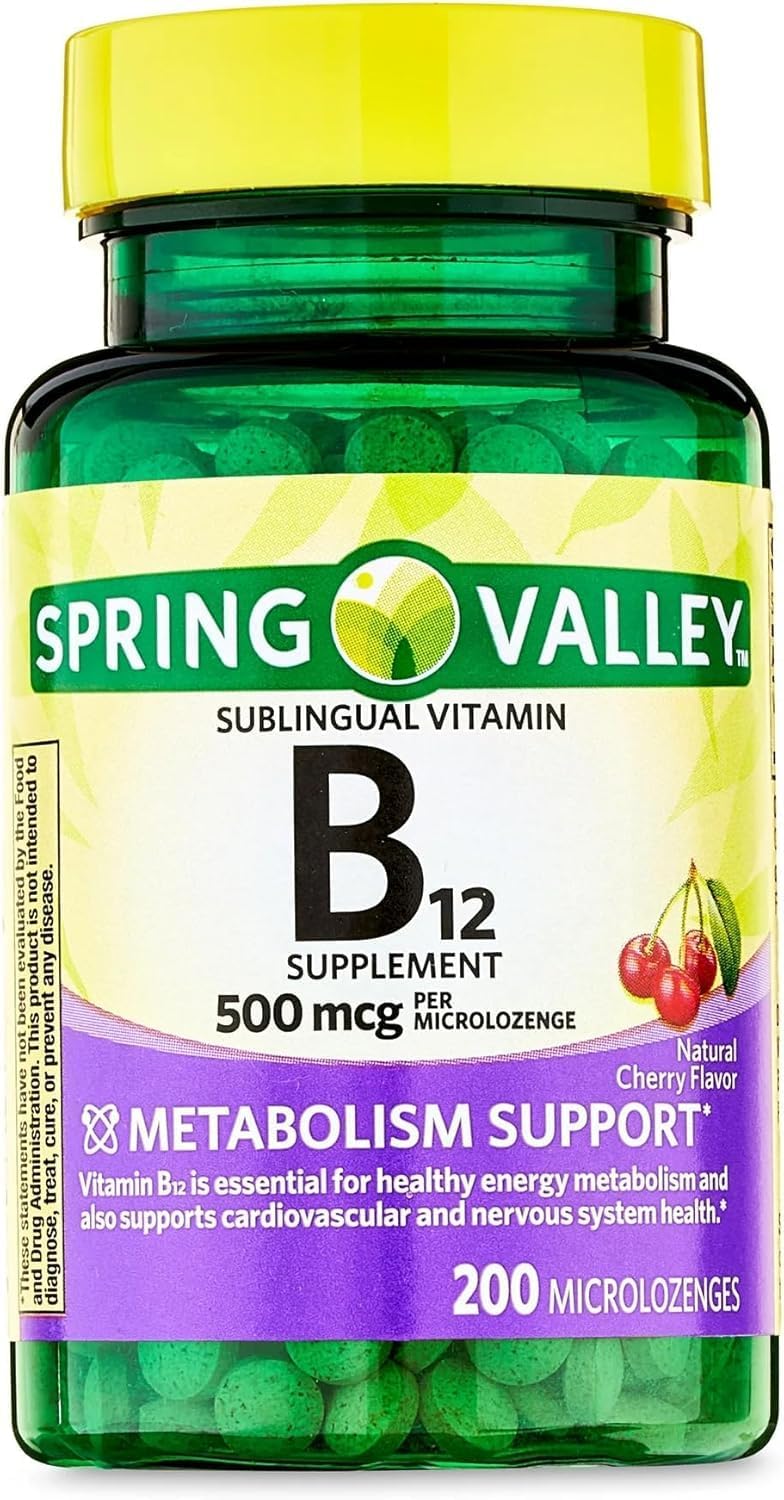 Spring Valley Vitamin B12 Microlozenges, Vitamin Supplement, 500 mcg, 400 Ct - Set of 2