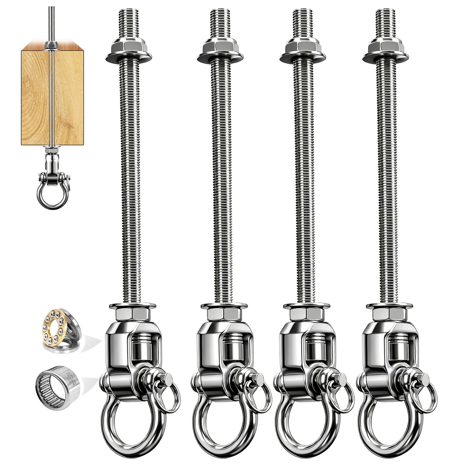 Yyiwhmy 4pcs Swing Hanger with Bearing, Heavy Duty Hammock Hook