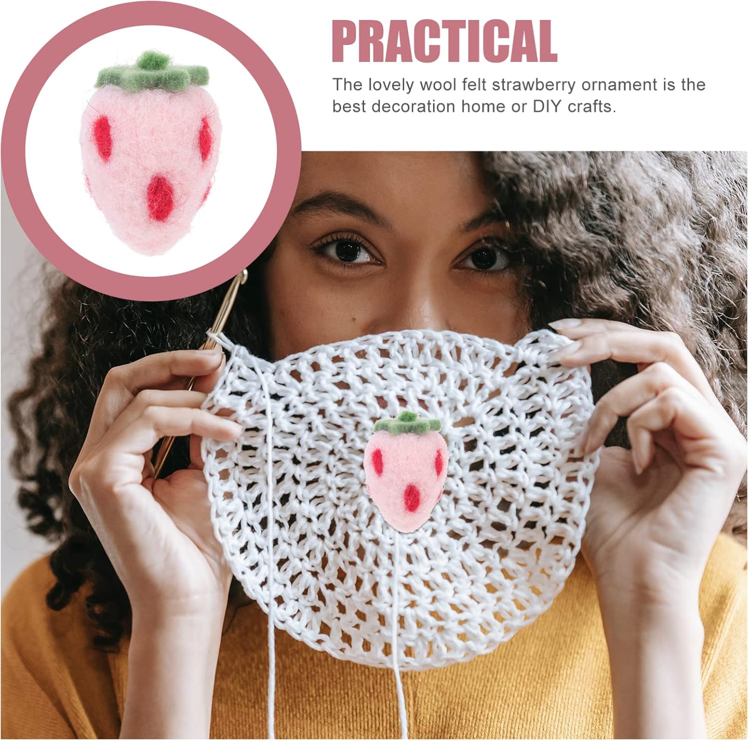 Ciieeo House Kits House Kits Wool Felt Strawberries Wool Felting Craft Strawberry Appliques for DIY Sewing Craft Crochet Appliques