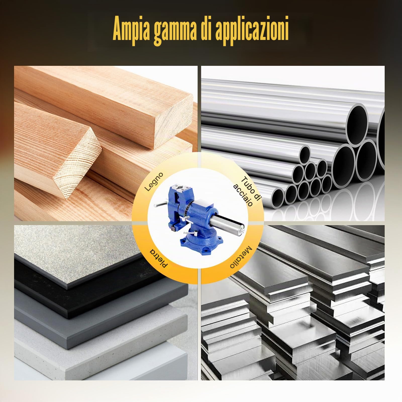 Morsa da lavoro multifunzione, girevole a 360°, Blu, 100 mm