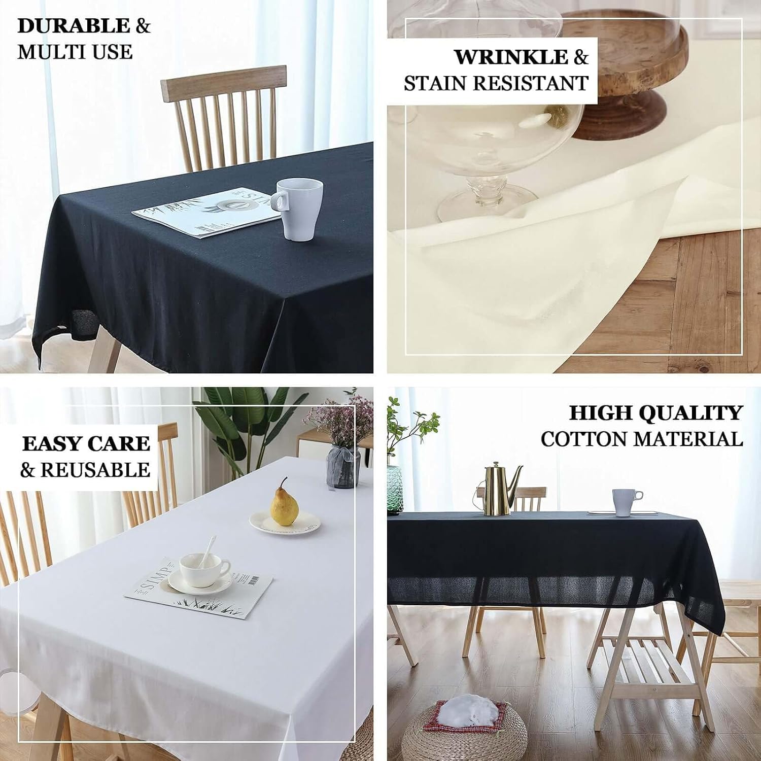 Efavormart 60x102 Rectangle Tablelinens Commercial Grade 100% Cotton Tablecloth for Wedding Party Home Decor - White