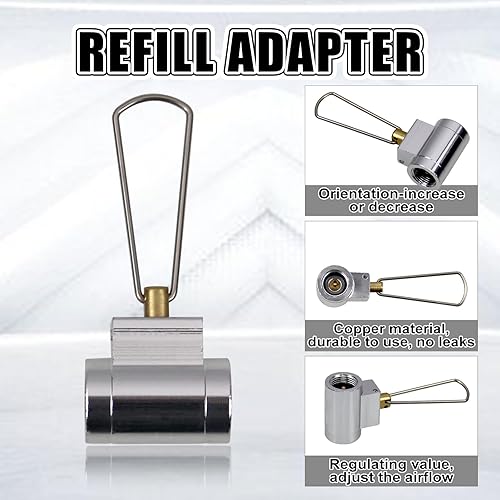 Miniatura 4 de RULLINE Kit de adaptador de recarga de gas para estufas de camping - EN417 Lindal Valve Canister Juego de adaptador de recarga para tanques de gas