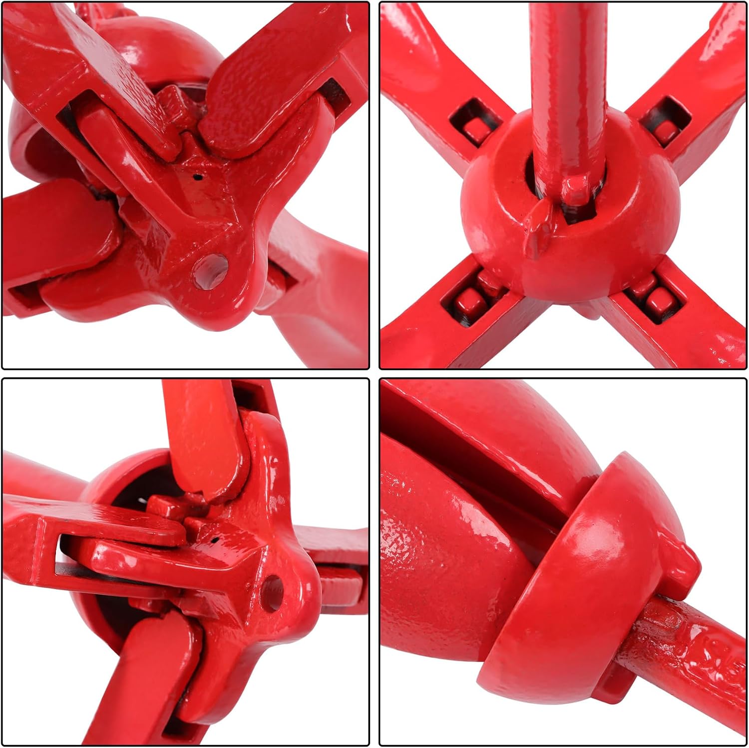 waltyotur 2 Pack 3.3lb Red Folding Grapnel Anchor for Small Boats Kayaks Canoe Paddle Boards