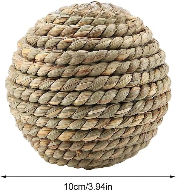 Foto 6 de 7 de Bola de paja de hierba natural, juguete para mascotas loros roer bolas de juguete juguetes de pie de conejo…
