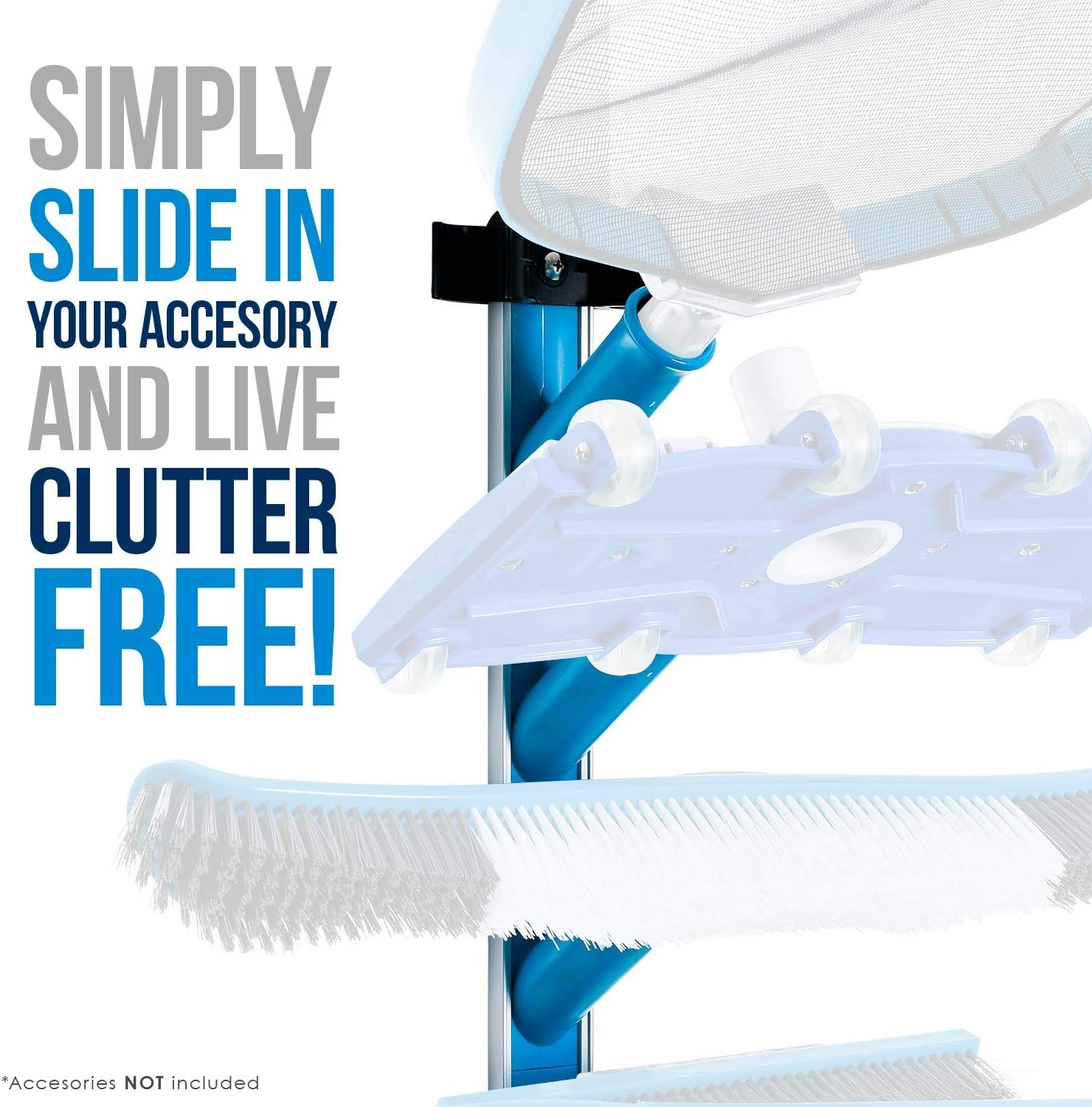 U.S. Pool Supply Pool Equipment Storage Rack Tool - Pool Organizer, Holds Cleaning Accessories, Skimmer Nets, Brushes, Vacuum Heads, Vacuum Hoses, Pole Hanger, Hot Tub Spa Maintenance Accessory Holder