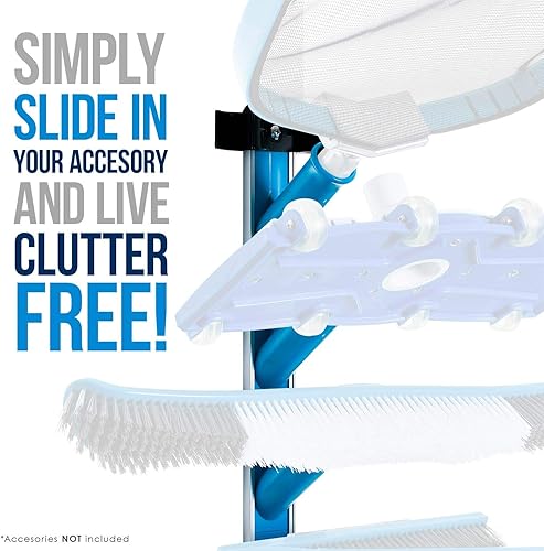 Miniatura 3 de U.S. Pool Supply Herramienta de estante de almacenamiento de equipos de piscina organizador de piscina, sostiene accesorios de limpieza, redes de