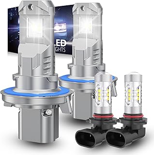 9008 Light Bulbs & H10 Fog Light for Lincoln Aviator (2003-2005), 6500K Cool White, 350% Brighter, High/Low Beam Set, Canbus-Ready, Plug and Play, Pack of 4