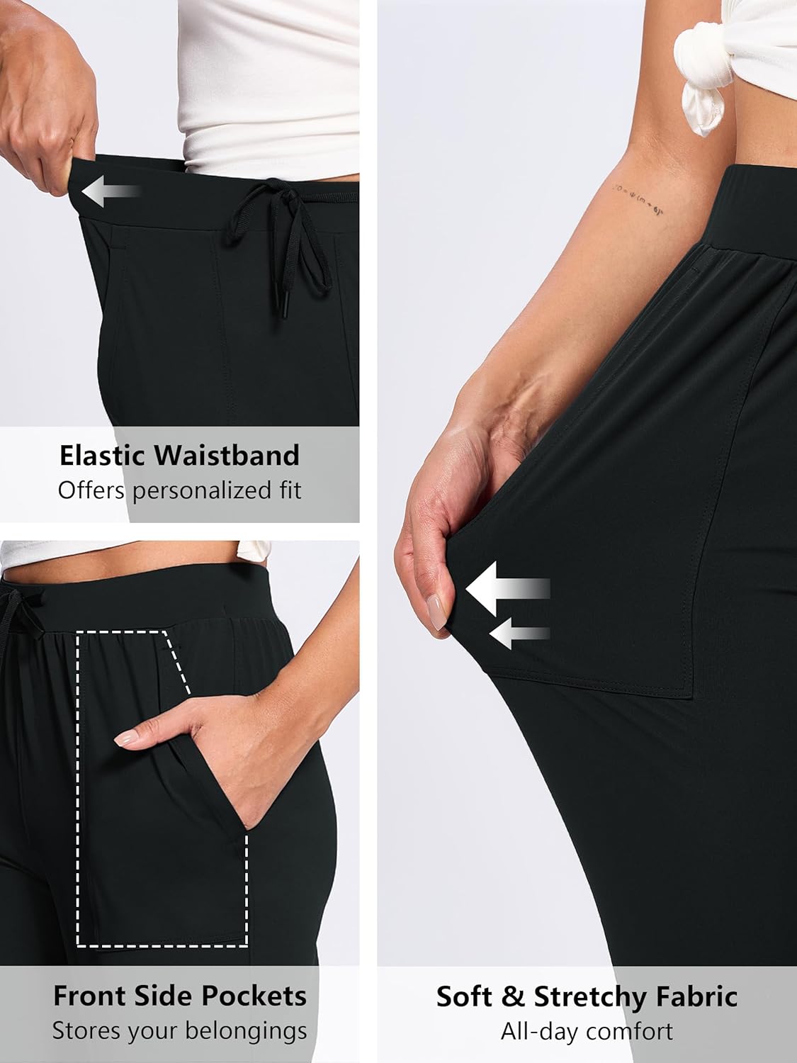 Women's 31"/33"/35"/37" Tall Inseam Joggers Running Sweatpants Pockets Tapered Athletic Workout Lounge Pants - Image 4