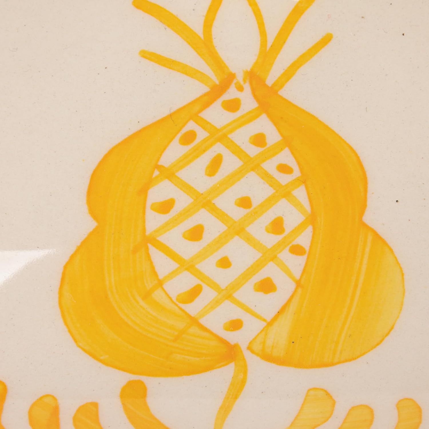 Creative Co-Op Stoneware Butter Dish with Botanical Design, Yellow and White