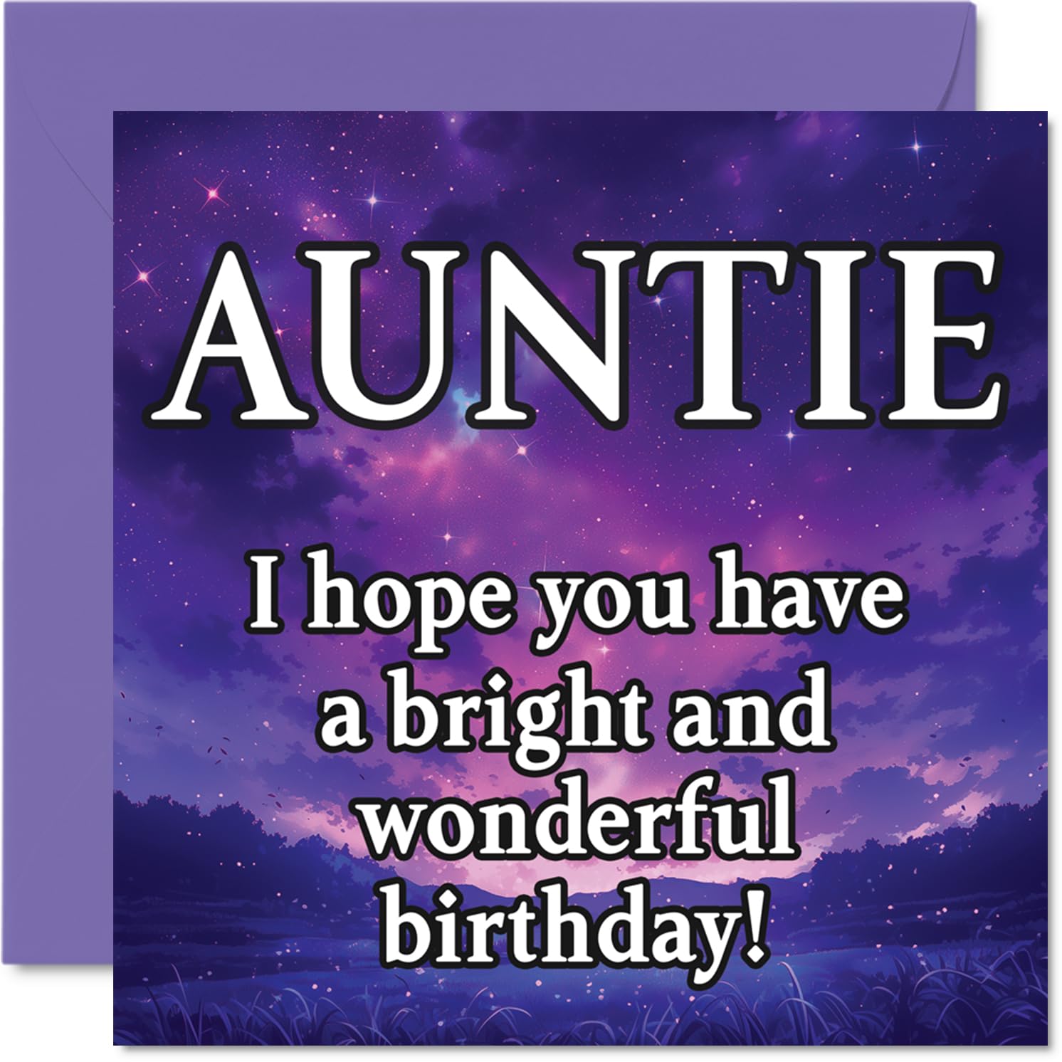 Auntie Birthday Card - Magical Night Sky - Happy Birthday Card for Auntie from Nephew Niece, 145mm Bright and Wonderful Sentiment Bday Greeting Cards