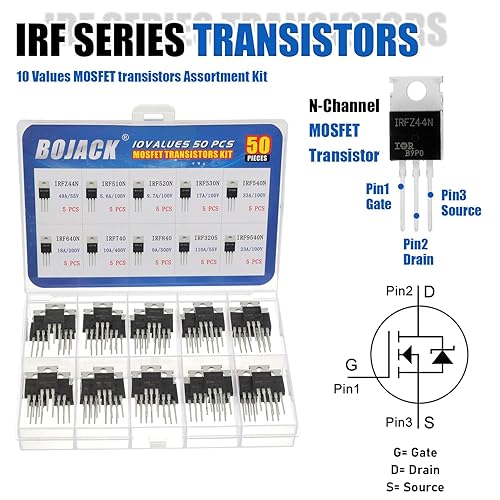 Miniatura 4 de BOJACK 10 valores 50 piezas IRFZ44N IRF510N IRF530N IRF540N IRF640N IRF740 IRF840 IRF3205 IRF9540 IRF serie transistores MOSFET Surtido Kit
