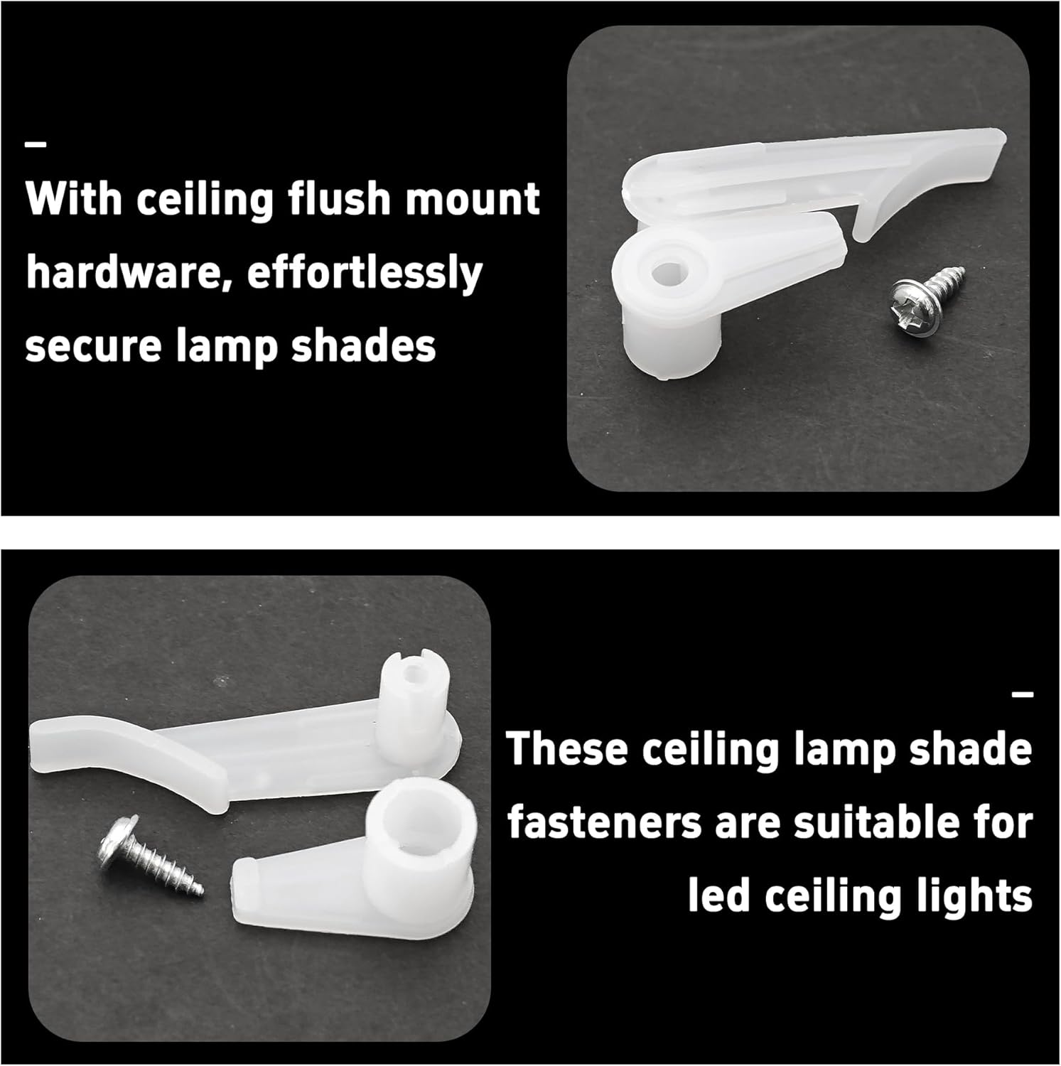 10Pair Plastic Ceiling Light Fixed Clips, Lamp Shade Mounting Bracket Holders with Screws, Secure Flush Mount Lamp Socket Fixture Accessories for LED Strip, Easy Installation (Transparent)