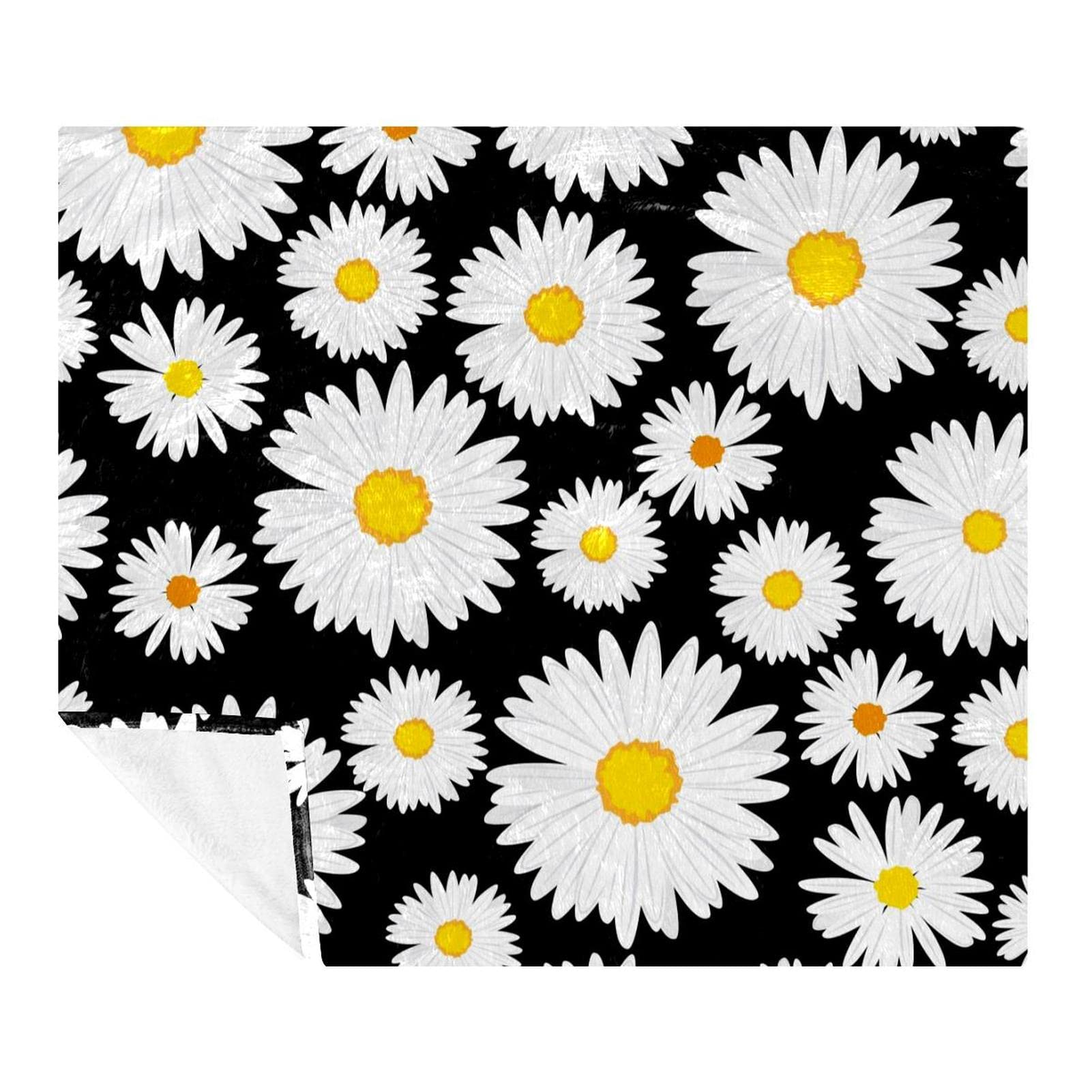 Couverture polaire confortable pour adultes et enfants motif marguerite