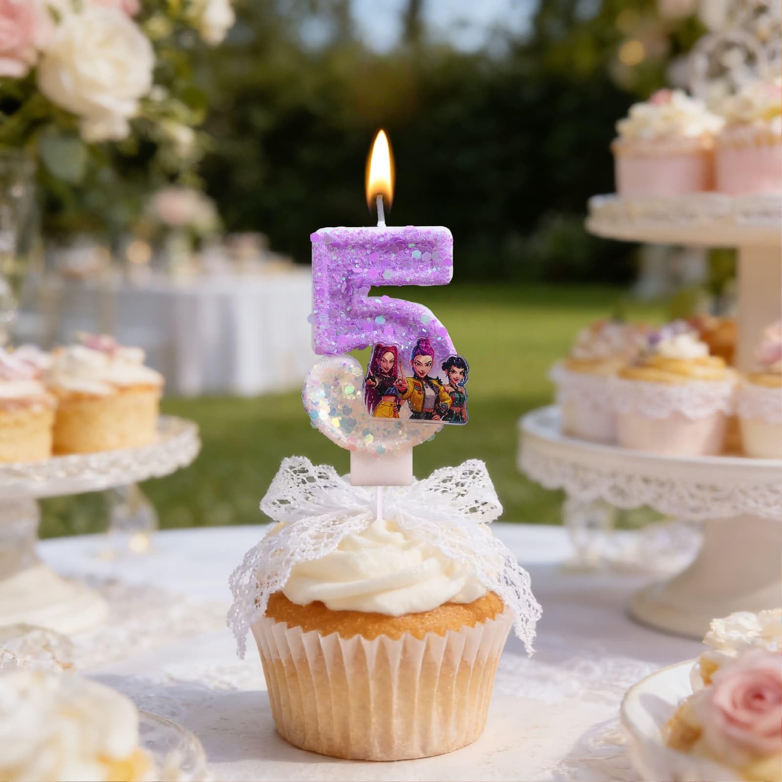 Korea Pop Demon Movie Hunters Birthday Number 5 Candles, Cute Cake Decoration, Perfect for Birthday Party Decorations (5) — view 5
