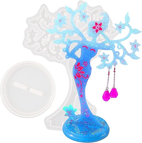 Moldes de resina para organizador de joyas, moldes de silicona para soporte de collar de resina epoxi, moldes de resina epoxi para estante de