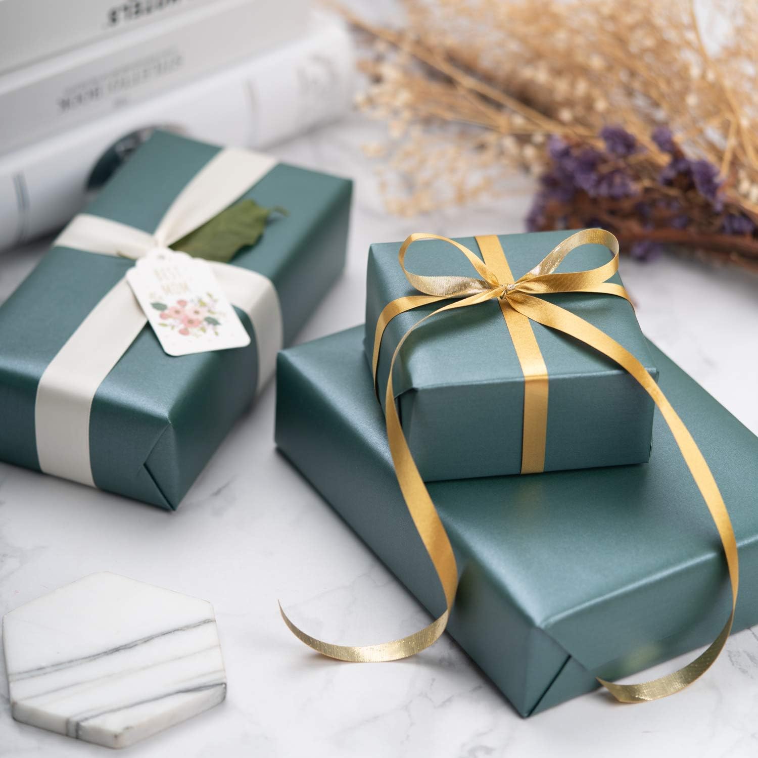 RUSPEPA Green Matte Wrapping Paper, 43.2 cm X 10 m, Solid Color Pearly, lustre Paper Perfect for Wedding Birthday, Christmas - Image 3
