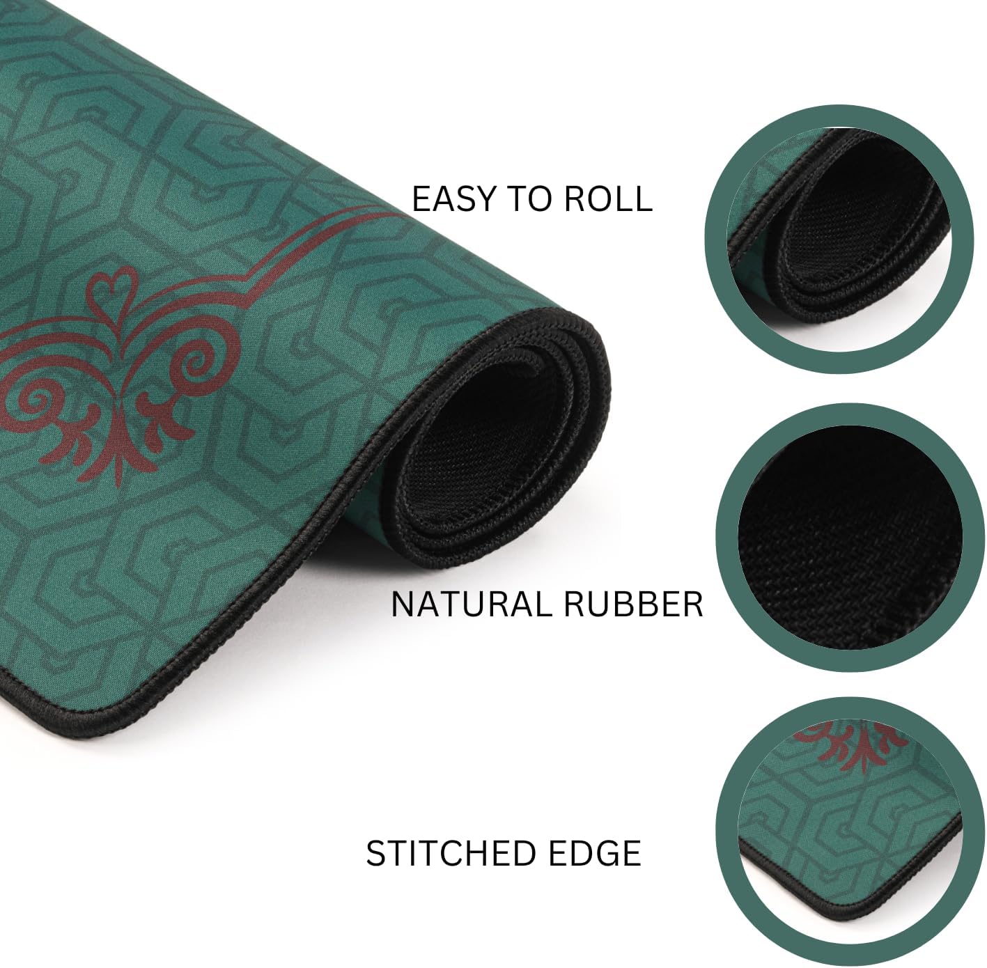 Mahjong Mat for Table, 34 x 34 Inches Neoprene Rubber Anti Slip and Noise Reduction Gaming Mat for Mah Jongg with Storage Case (Green)