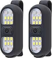 Vista 1 de Paquete de 2 linternas con clip, luz de correr para corredores, luces de seguridad recargables para caminar por la noche, linterna manos libres, luz