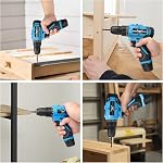 JENABOM Tool Set with 12V Cordless Drill, Home Tool Kit 146 Piece (Blue) | With Portable Toolbox, Hand Tools for Home Repair, DIY Projects & Daily Use, Gift for Women & Men