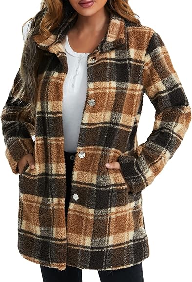 Plaid print jacket womens Clearance