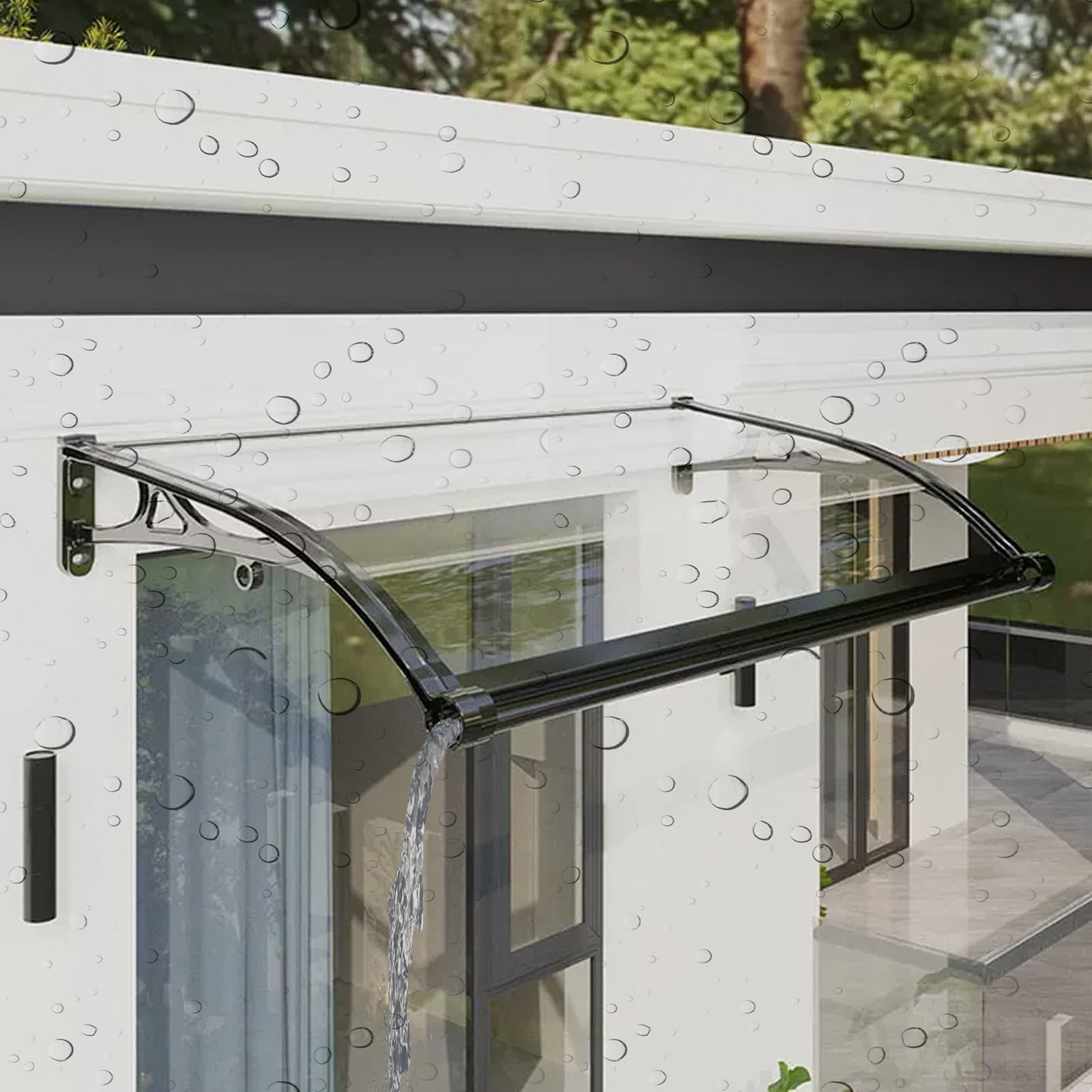 Auvent extérieur en polycarbonate pour porte et fenêtre de patio abri de pluie