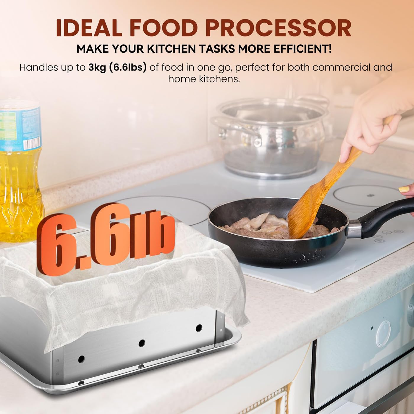 Stampo per carne, in acciaio inox, per prosciutto fatto in casa, pranzo gastronomia, include 4 dispositivi di pressurizzazione a vite per un facile utilizzo