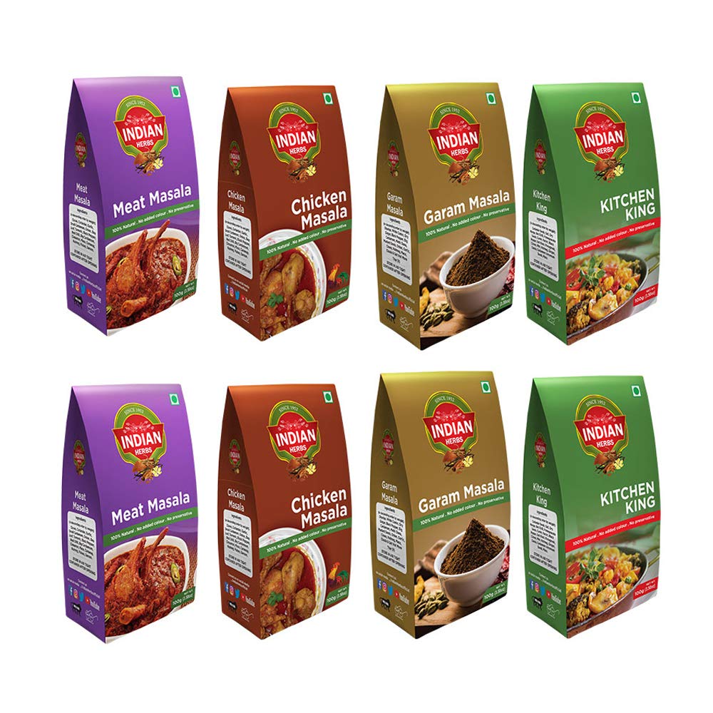 INDIAN HERBS Combo 8pc Garam Masala, Kitchen King, Meat Masala, Chicken
