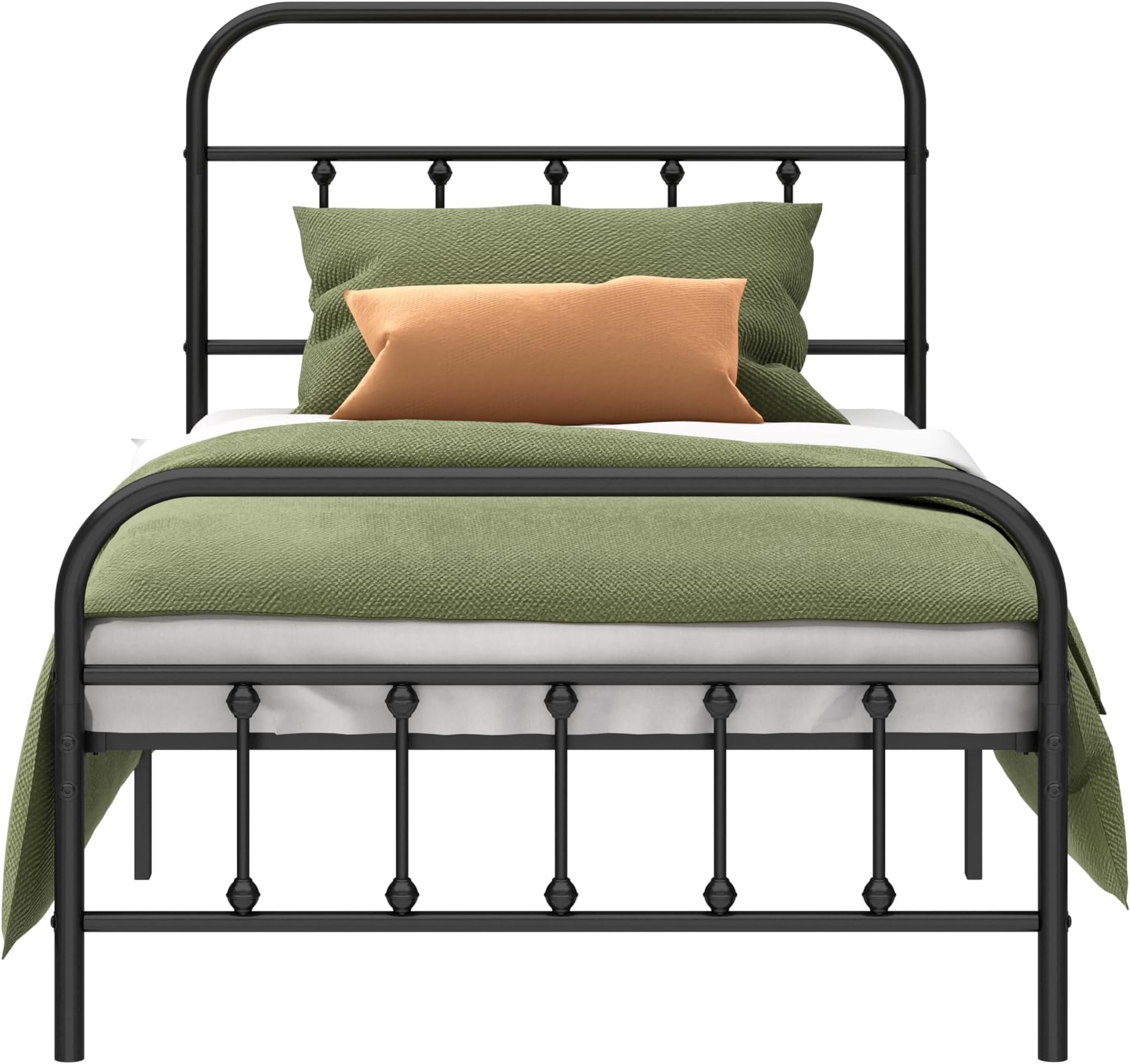Metal Bed Frame - Structurally Stable Heavy Duty Steel Slat Supported Twin Bed Frames,No Box Spring Needed for Easy Removal and Transport.